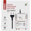 EMOS Amplificatore a banda larga 25 dB (gamma di frequenza 47-230 MHz, 470-698 MHz) per Sat, DVB-T2, TV via cavo o antenna, 1 ingresso, 2 uscite, 10,5 x 13,5 x 4 cm