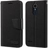 Shantime Custodia Flip in Tessuto Oxford e Pelle PU Compatibile con LG K8 2017, Cover Protettiva con Chiusura Magnetica e Tasche per Carte (Nero)