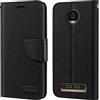 Shantime Custodia Flip in Tessuto Oxford e Pelle PU Compatibile con Motorola Moto Z2 Play, Cover Protettiva con Chiusura Magnetica e Tasche per Carte (Nero)