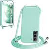 WenBaby Cover Compatible con Samsung Galaxy S22 Plus,Cellulare Girocollo Custodia con Cordino TPU Corda Silicone Case Bumper per Samsung Galaxy S22 Plus Custodia, Verde menta piperita