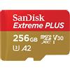 SanDisk Extreme PLUS 256 GB microSDXC Memory Card + SD Adapter with A2 App Performance up to 170 MB/s, Class 10, U3, V30, Red/Gold