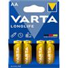 Sicignano Casalinghi Ingrosso Casalinghi Batterie Stilo AA LR06 Longlife Power Alcaline | 1 Confezione 4 pz | Potenti e Durature per Dispositivi ad Alto Consumo | per Giocattoli, Tastiere, Mouse e Dispositivi ad Alto Consumo