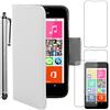 ebestStar - Cover Compatibile con Nokia Lumia 530 Custodia Portafoglio Pelle PU Protezione Libro Flip + Penna +3 Pellicole plastica, Bianco [Apparecchio: 119.7 x 62.3 x 11.7mm, 4.0'']