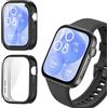 SEIAIYG Custodia per Huawei Watch Fit 3, [2 Pezzi] Ultra Sottile TPU Antiurto Protettiva Caso Cover per Huawei Watch Fit 3 - Nero+Nero