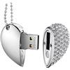 GFD Pendrive USB 32GB a Cuore in Metallo Argento Personalizzabile, Made in Italy - Chiavetta USB con Brillantini e con Catenina - Idea Regalo Personalizzata per Foto Video e Ricordi (Cuore Argento 32GB)