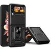 ESTH® Custodia per Samsung Galaxy Z Flip4 con Custodia per Fotocamera Scorrevole e Supporto ad Anello [Cover Paraurti Compatibile con Supporto Magnetico per Auto], Nero