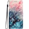 BLOTECH Custodia for Oppo Reno 14 5G Cover,Case Portafoglio for Oppo Reno 14 5G Flip Wallet Custodia Women Case Cover Pelle con Copertura Cover Girl.Fiore rosa blu