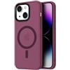 Mixroom - Cover Custodia Bumper Opaco per iPhone 14 Compatibile con MagSafe Accessori Cerchio Magnetico Integrato Retro Semitrasparente Bordo Morbido in TPU Silicone Bordeaux