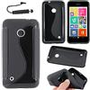ebestStar - Cover Compatibile con Nokia Lumia 530 Custodia Protezione S-Line Design Silicone Gel TPU Morbida e Sottile + Mini Penna, Nero [Apparecchio: 119.7 x 62.3 x 11.7mm, 4.0'']