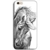 Mixroom - Cover Custodia Back case In TPU Silicone Morbido Per iPhone 7 / iPhone 8 Fantasia Cavallo Bianco E Nero M597
