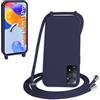 WenBaby Cover Compatible con Xiaomi Redmi Note 11 Pro,Cellulare Girocollo Custodia con Cordino TPU Corda Silicone Case Bumper Custodia, Blu navy