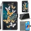 LeviDo-EU LeviDo Cover Compatibile per Oppo A74 4G/F19 Silicone Libro Motivo PU Pelle Magnetica Flip Portafoglio con Corda Disegni Antiurto Bumper Custodia Resistente Protettiva Case, Farfalla 2