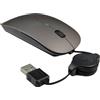 Generic Mouse Ottico Cablato USB, Mouse con Cavo Retrattile, Regolazione 800/1200/1600DPI, Mouse Silenzioso per Computer Portatile Per Giochi d'Ufficio (Grigio)