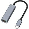 INF Adattatore da USB-C a Gigabit Ethernet, Tipo-C a Gigabit Ethernet, compatibile con tablet Android e Apple, Alta velocità di trasferimento, 21x4x1 cm, Grigio