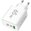 Generico 3 Blocco caricatore USB | Caricabatterie da parete compatto da 65W - Adattatore da viaggio con 1 porta USB e 2 porte PD, compatibile con la maggior parte di smartphone, tablet e dispositivi elettronic