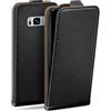 moex Custodia a Portafoglio per Samsung Galaxy S8, Pieghevole, Protezione Completa a 360 Gradi, Pelle vegana, Custodia per Cellulare con Chiusura Verticale, Magnetica, Profondo - Nero