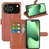 Fertuo Cover per iPhone 17 Pro, Custodia Portafoglio Cover a Libro in Pelle Flip Case con Silicone Bumper, Fibbia Magnetica, Porta Carte, Kickstand, per iPhone 17 Pro, Marrone