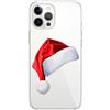 Mixroom - Cover Custodia Case In TPU Silicone Morbida Sfondo Trasparente Per iPhone 16 Pro Max Fantasia Cappello Babbo Natale 634