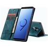 WenBaby CaseMe Cover per Samsung Galaxy S9 Plus, Magnetica Cover a Libro con Slot per Schede, Custodia in PU Pelle Portafoglio per Samsung Galaxy S9 Plus, Blu