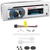 Generico KIT SET PER BOSS AUDIO SYSTEMS MR508UABW, autoradio 1 din, digital media, ricevitore am/fm, stereo, aux/usb/mp3, con bluetooth, marino, per barca, gommone, 1 pezzo + chiavi di estrazione omaggio