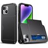 FERLAN Compatibile con Cover Portafoglio per iPhone 14 Plus,con Porta Carte,TPU Bumper Silicone Slot Nascosto Scorrevole (Nero)