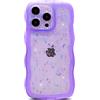 miyonsin Custodia per iPhone X/iPhone XS, Graziosa Custodia a Forma di Onde Ricce, Glitter Trasparente Custodia Protettiva per Ragazze e Donne, TPU Antishock Cover per iPhone X/iPhone XS, Viola-1