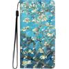 BLOTECH Glitter Cover per Samsung Galaxy A21S Custodie Cover TPU + PU Pelle Slot Case per portafoglio Fessura per carta di credito Copertina Book Flip Stile Classico albero di prugne Style Caso