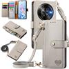 MOJIA Custodia per ZTE Blade A76 5G, Alta Qualità Pelle Flip Portafoglio Cover per Telefono, Multifunzione Porta Carte con Tracolla Custodia. Grigio