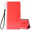 BRAND SET Cover per DOOGEE N30 Copertina in Stile retrò in Pelle Sintetica con Fibbia in Rame di Sicurezza e Supporto Funzione Custodia per DOOGEE N30(Rosso)