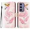 SNCLET Cover per Samsung Galaxy S24 Shockproof Case 360 Gradi Protezione Portafoglio Pelle PU con Slot per Schede Funzione di Stand Magnetica Custodia per Samsung Galaxy S24,Fenicottero Carino