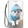 Choeeu ChoosEU Cover per iPhone 15 Custodia in Pelle Portafoglio Flip Case Elegante Disegni Antiurto Protettiva per Ragazze Donne Cover a Libro Stand iPhone 15 - Gatto Blu