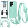 GoodcAcy Magnetica Cover per Samsung Galaxy S26 Ultra con Cordino,Custodia con Regolabile Laccio Collana Tracolla,Ultra Sottile Silicone Antiurto AntiGraffio Protettiva Case per Samsung S26 Ultra,Verde chiaro