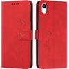 EATCYE Cover per iPhone XR (6,1 Pollici), Flip Libro Libretto Custodia in Pelle PU per iPhone XR (6,1 Pollici) [Protezione Completa] [Slot per Scheda] [Funzione di Supporto] (#Rosso)
