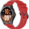 GIOPUEY 24mm Cinturini Compatibile con TicWatch Atlas, Morbido Silicone Cinturino [Resistente all'Usura] [Traspirante] - Red
