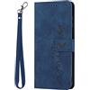 Kainevy Cover per Xiaomi Redmi Note 12 Pro 5G con Cordino, Porta Carte e Kickstand Wallet Custodia Libro in Pelle Silicone Antiurto, Fibbia Magnetica Protettiva Portafoglio Case (Blu)