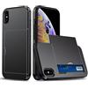 FERLAN Compatibile con Cover Portafoglio per iPhone XS/X,con Porta Carte,TPU Bumper Silicone Slot Nascosto Scorrevole (Nero)