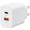 Yasta Caricatore Muro 45W Type-C USB-A - Alimentatore Ricarica Rapida PD a Doppia Porta (Tipo C/Tipo A) per Smartphone, Tablet, Laptop e Dispositivi Standard
