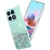 Yarxiawin Custodia per Honor X8A Silicone Rosa, Effetto Glitter per Honor X8A Cover Trasparente Brillante Morbida Sottile Case Regalo per Donne (Verde)