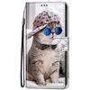 Adolasx Cover Compatibile per Samsung Galaxy A53 5G Pelle Silicone Portafoglio Magnetica con Disegni Motivo Animale Flip Custodia Antiurto Resistente Libro Case - Cat D