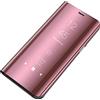 Tybiky Custodia per iPhone 8 Plus/7 Plus, a specchio Smart Clear View, custodia a libro per iPhone 7 Plus, funzione leggio per iPhone 8 Plus, oro rosa