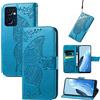 JIUNINE Cover per OPPO Find X5 Lite, Custodia Libro in Pelle Portafoglio Case Flip Antiurto con Disegni di Farfalla [Porta Carte] [Magnetica] [Interno TPU] per OPPO Find X5 Lite, Blu