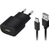 Forever Caricatore da 2 A, 5 V, con cavo USB a USB-C, nero, universale, per smartphone, telefoni, cuffie, altoparlante di tutte le marche