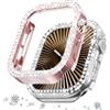 DEALELE Confezione da 2 custodie compatibili con Apple Watch Serie 11/10 (42 mm), custodia protettiva a doppia fila con strass (42 mm, rosa ufficiale + trasparente)
