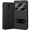 Cadorabo Custodia Libro per LG K10 2016 in NERO COMETA - con Funzione Stand e Chiusura Magnetica - Portafoglio Cover Case Wallet Book Etui Protezione