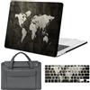 FFBOFFC Cover per MacBook Air 13 Pollici 2020 2019 2018 Modello A2337 A2179 A1932 M1 Chip Touch ID, Plastica Custodia Rigida Protettiva & Copritastiera & Borsa, Mappa del mondo cool