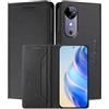 MOJIA Custodia per Vivo V40 5G, Resistente a Cadute e Graffi, Alta qualità PU Pelle Stile Portafoglio Cover Folio con Chiusura Magnetica. Black