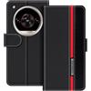 UOGNADGD Custodia in pelle Compatibile con ZTE Nubia Focus 2 Ultra 5G Flip wallet cover con chiusura magnetica, supporto integrato e portacarte protezione antiurto (Nero)
