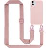 Cadorabo Catena per cellulare compatibile con Apple iPhone 11 in LIQUID ROSA - Custodia protettiva in silicone con cinturino regolabile in lunghezza
