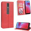 Jiajihua Custodia Compatibile con Vodafone Smart V10 VFD730 in pelle PU Flip Kickstand Wallet Card Slot Chiusura magnetica Red