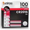 Uniross Pile Batteria Bottone CR2016 Lithium 3V al Litio Lunga Durata Mantenimento Carica Fino a 5 Anni Senza Mercurio e Cadmio - 20 Blister da 5 Batterie